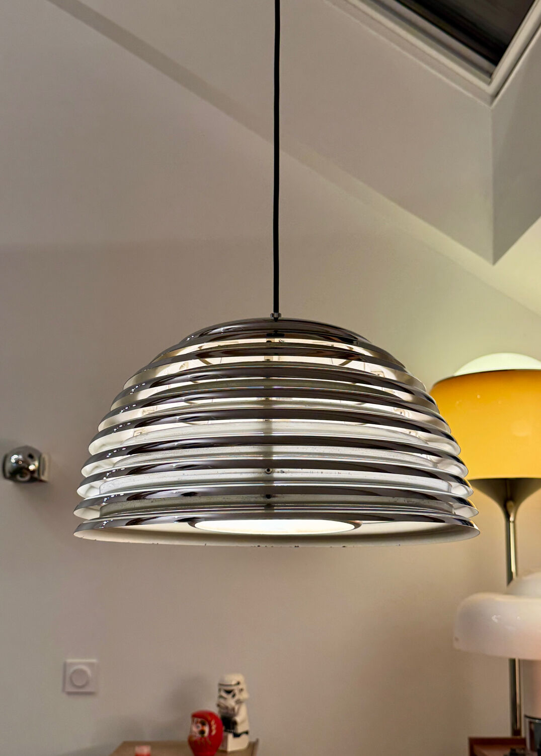 Kazuo Motozawa, Large Suspension "Saturn", Circa 1972, Metal Lamp