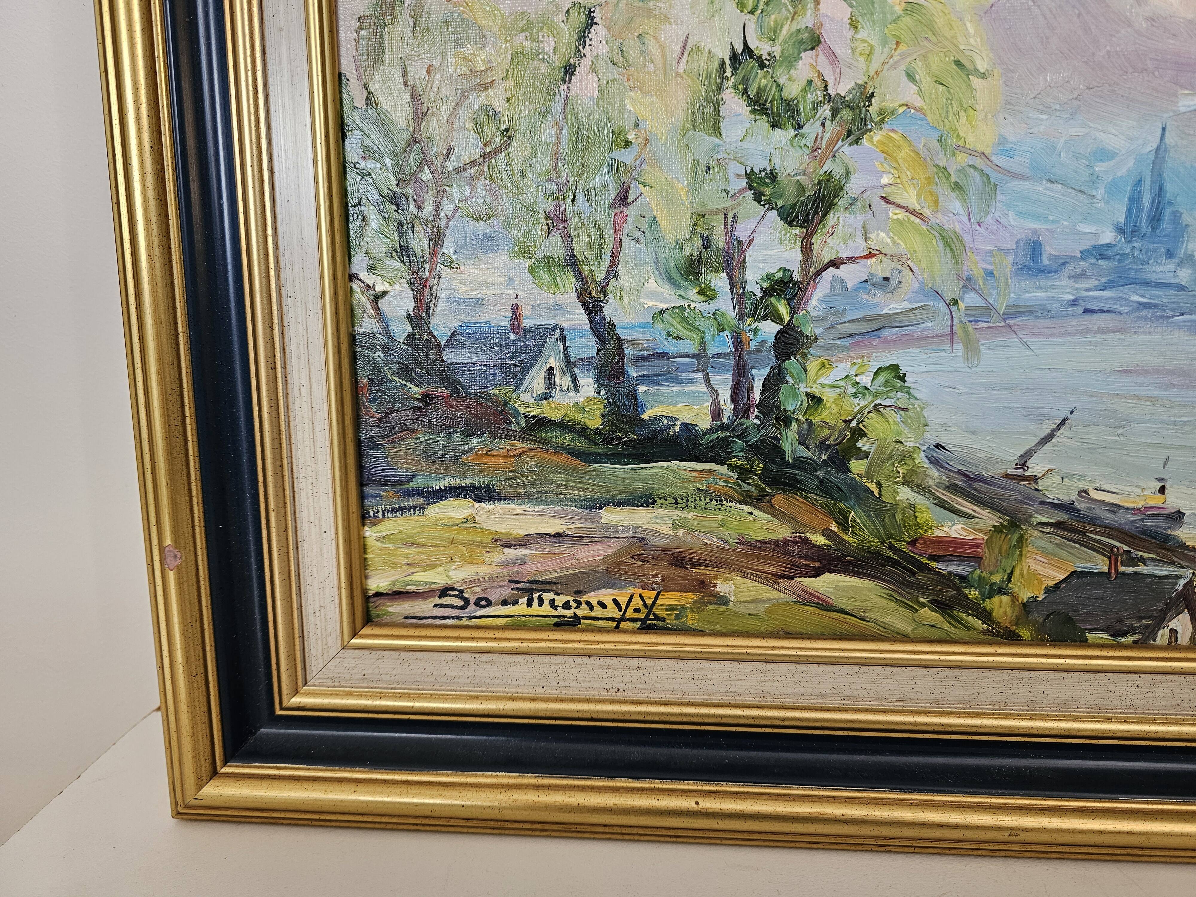 Oil painting on canvas - Normandy - Duclair signed Yves Bouffigny 1997