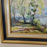 Tableau Huile sur toile - La normandie - Duclair signé Yves Bouffigny 1997