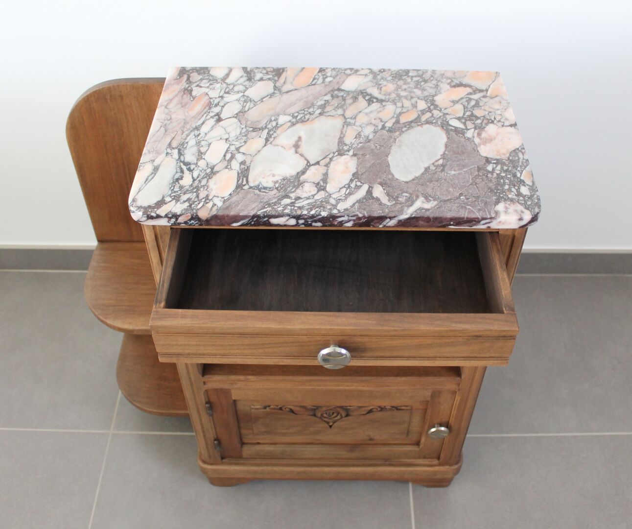 Pink marble bedside table