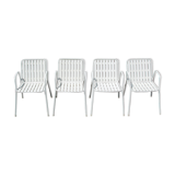 4 vintage white garden chairs in rilsan and plastic