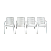 4 fauteuils vintage de jardin blanc en rilsan et plastique