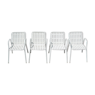 4 vintage white garden chairs in rilsan and plastic