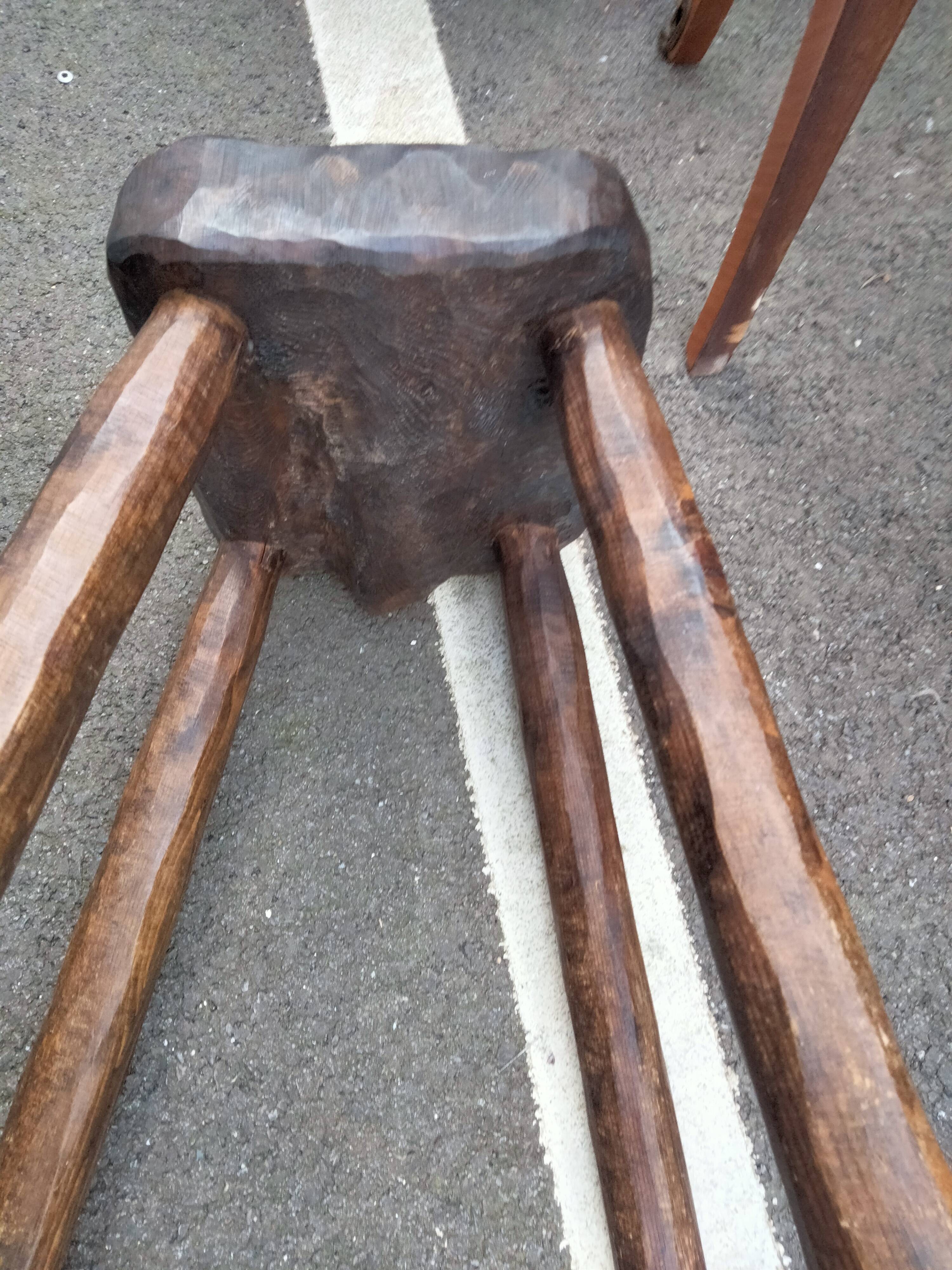 Pair of antique wooden chair stools vintage tree trunk décor