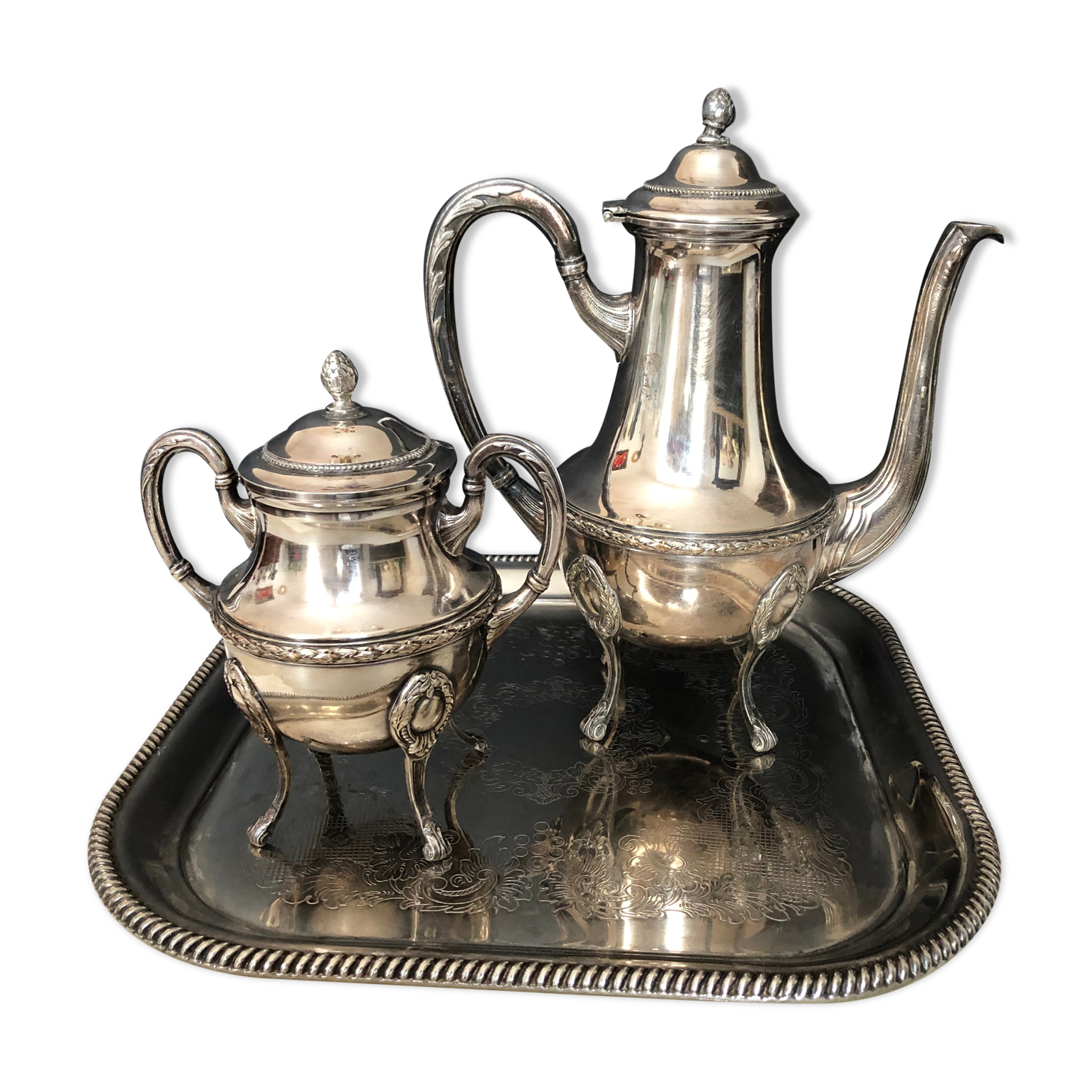 Silver metal coffee service