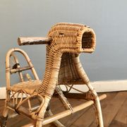 Rattan and bamboo rocking horse