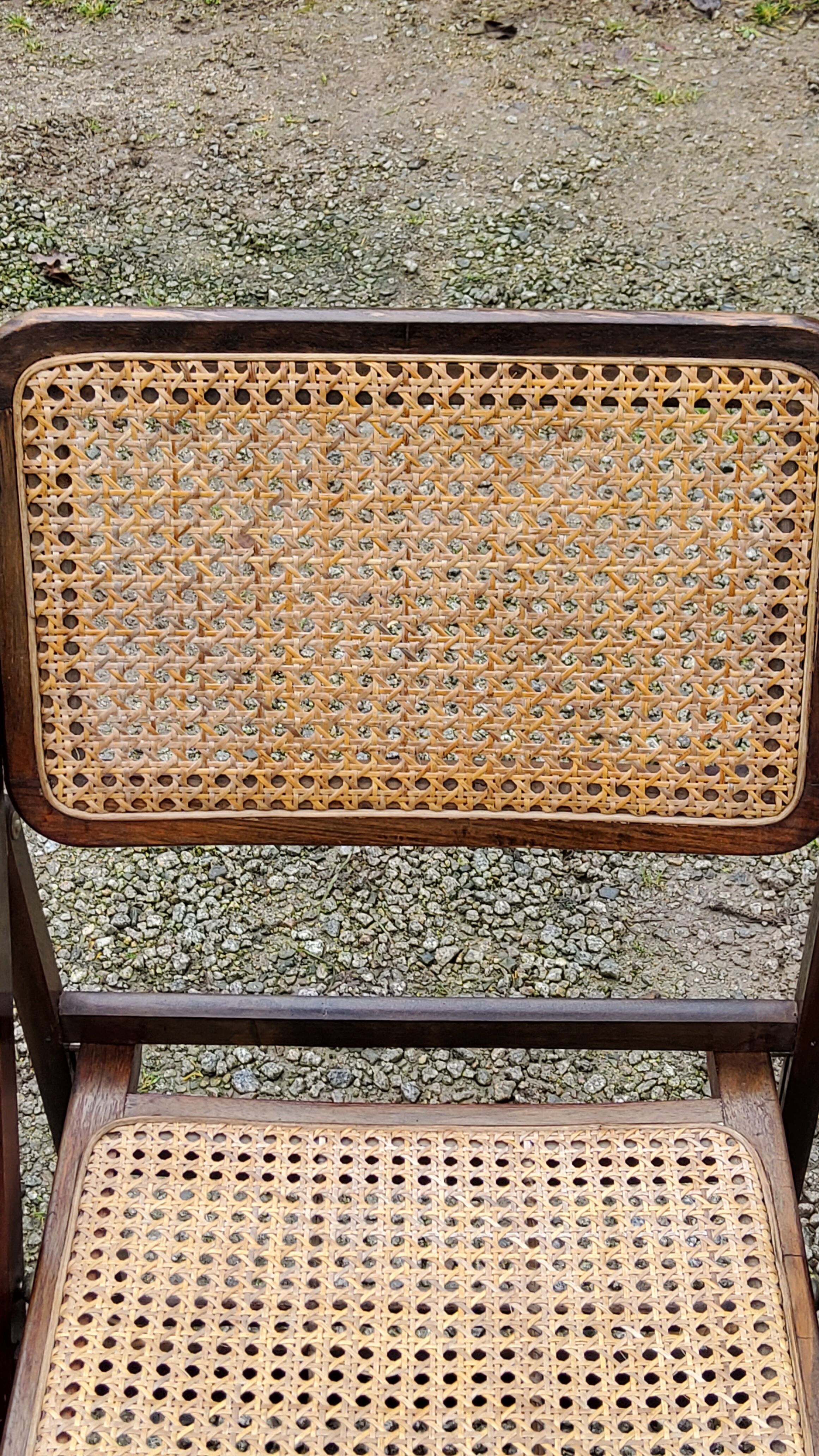 Set of 4 folding chairs wood and canning of the 70s