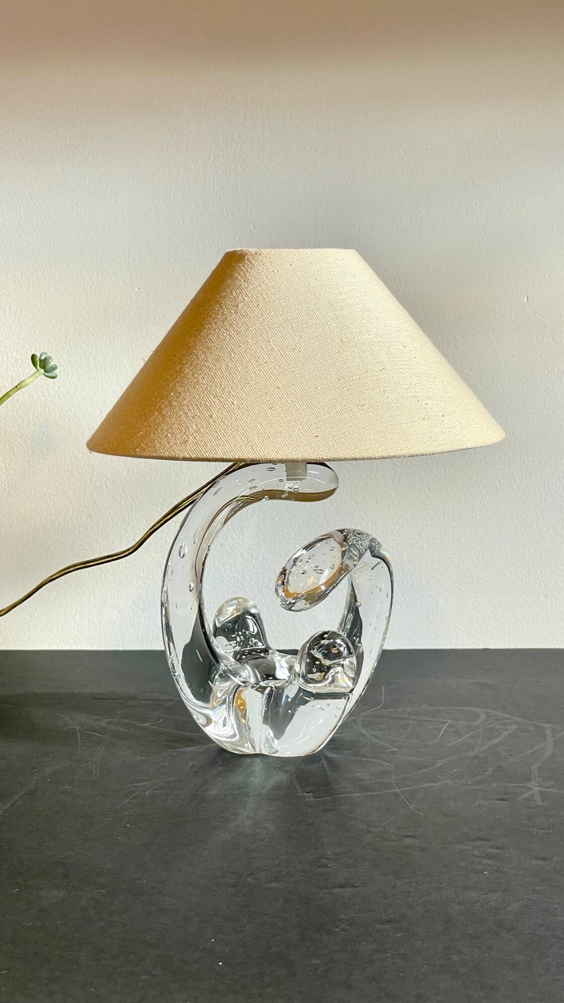 Lampe cristal art déco gravée Paris France