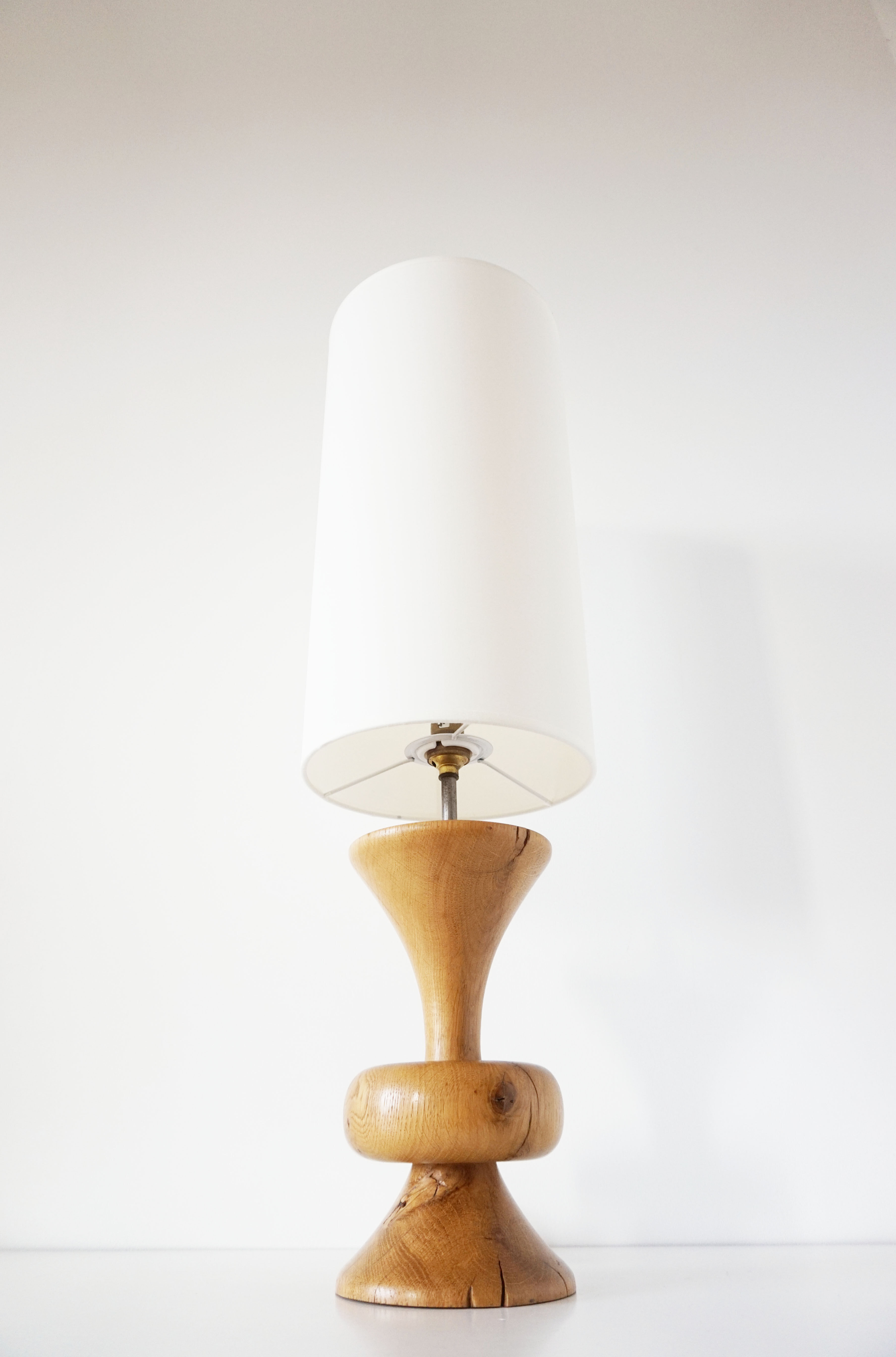 Large vintage turned wooden lamp