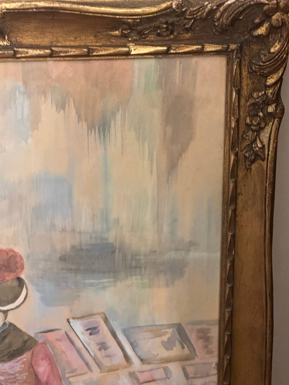 Large Framed Watercolor - An Elegant Woman - Signed 1900s