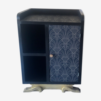 Black and gold Art Deco bedside table