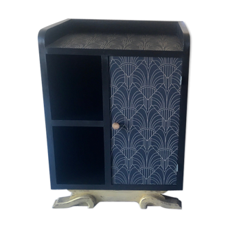 Black and gold Art Deco bedside table