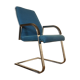 Chaise cantilever à accoudoirs en métal chromé & laine bleue