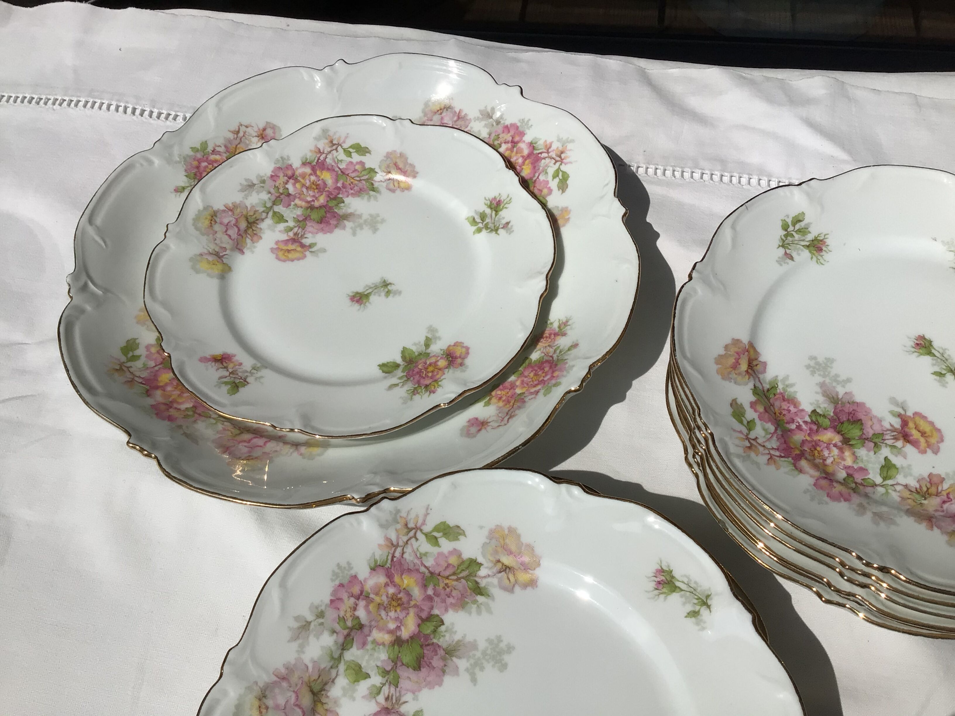 6 plates porcelain dessert J.B.T-Cie Limoges edged gold