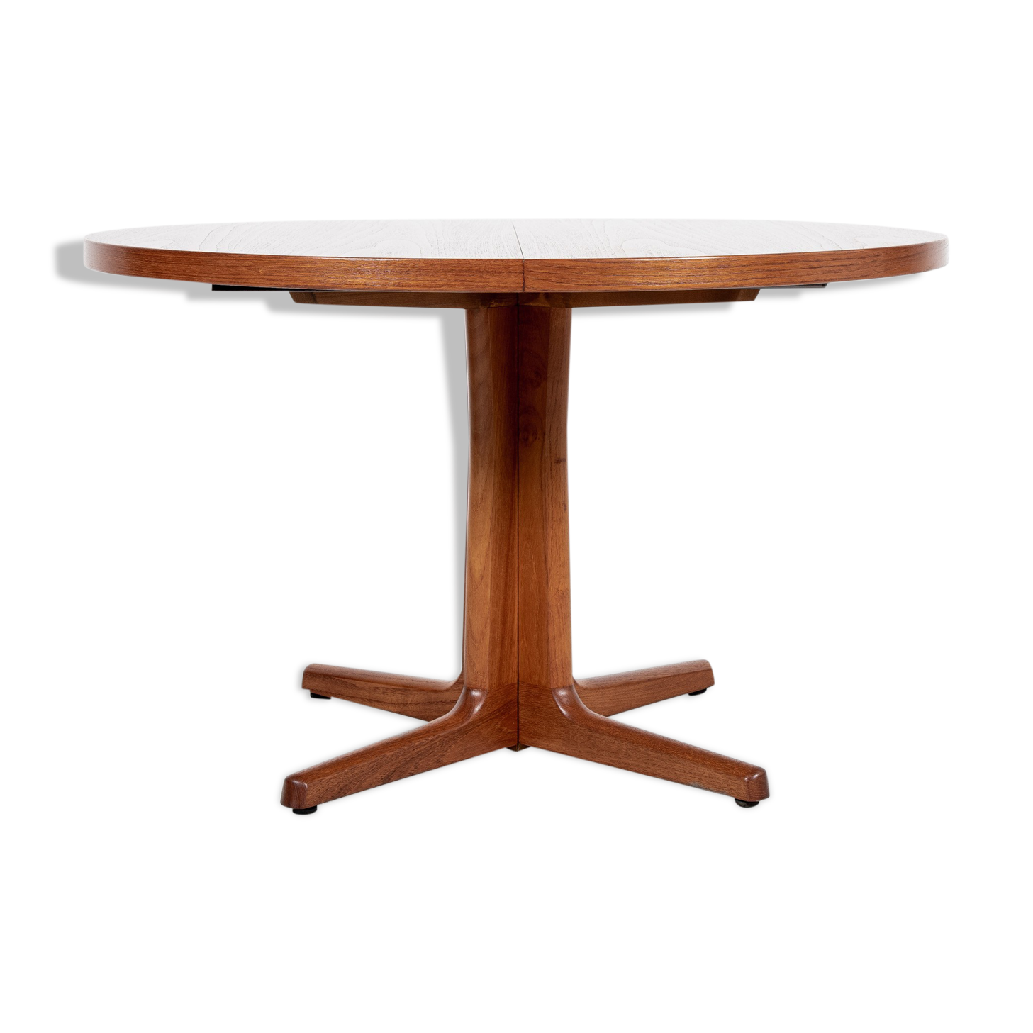 Midcentury Danish round extendable dining table in teak 1960s - with flat border