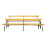 School furniture: two large vintage slatted benches circa 1950-1960