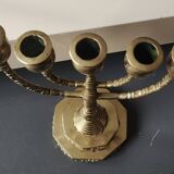 5-branched Jewish menorah/candlestick. Dedicated to mourning. In gilded bronze.