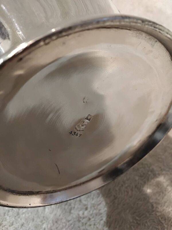 Aiguiere metal argente style art nouveau orfevre Gallia h 26,2cm