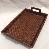 Pair of dark rattan trays