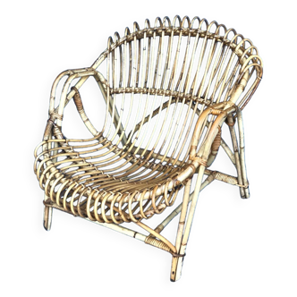 Antique rattan and wicker armchair