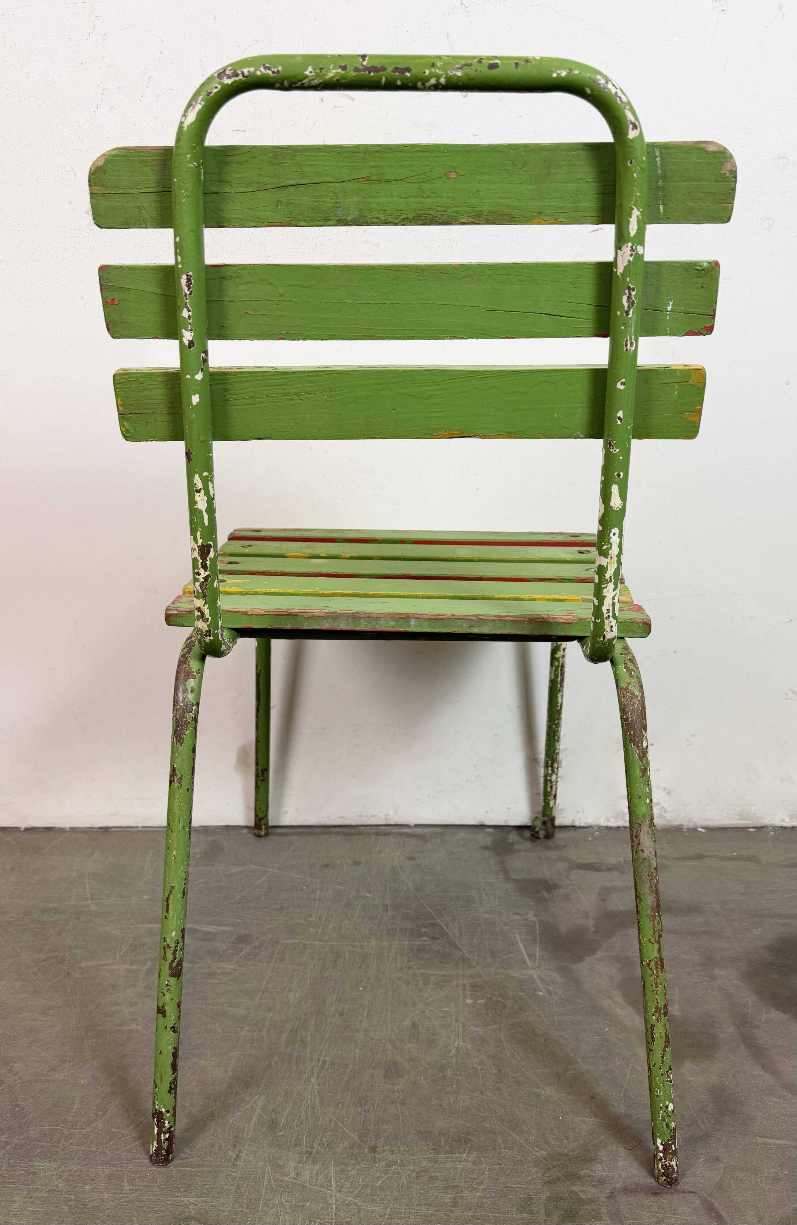 Chaise industrielle verte vintage, années 1960