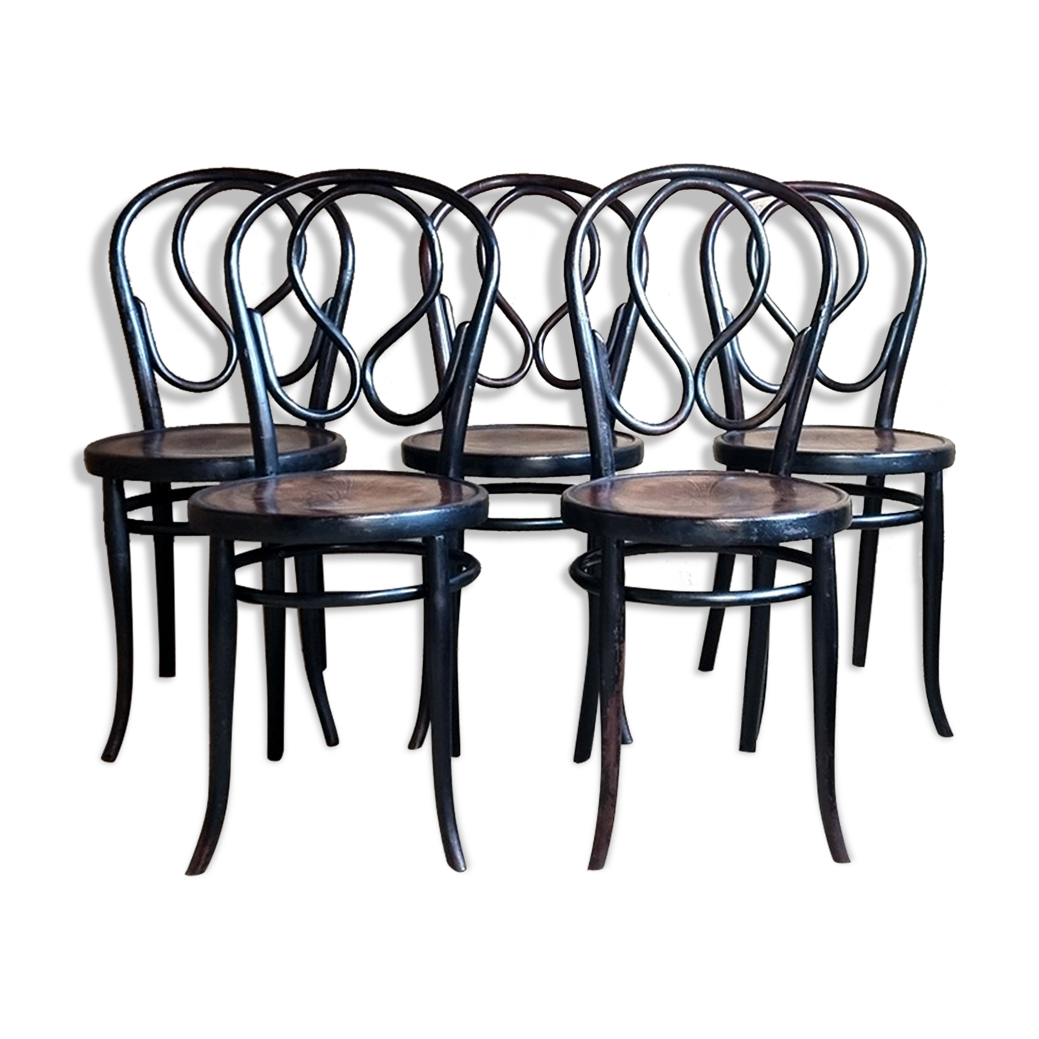 5 bistro chairs n°20 omega black empire late nineteenth / early twentieth