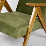 Fauteuil vintage vert olive modèle B-310, années 1970