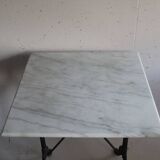 Square bistro table in white marble and cast iron