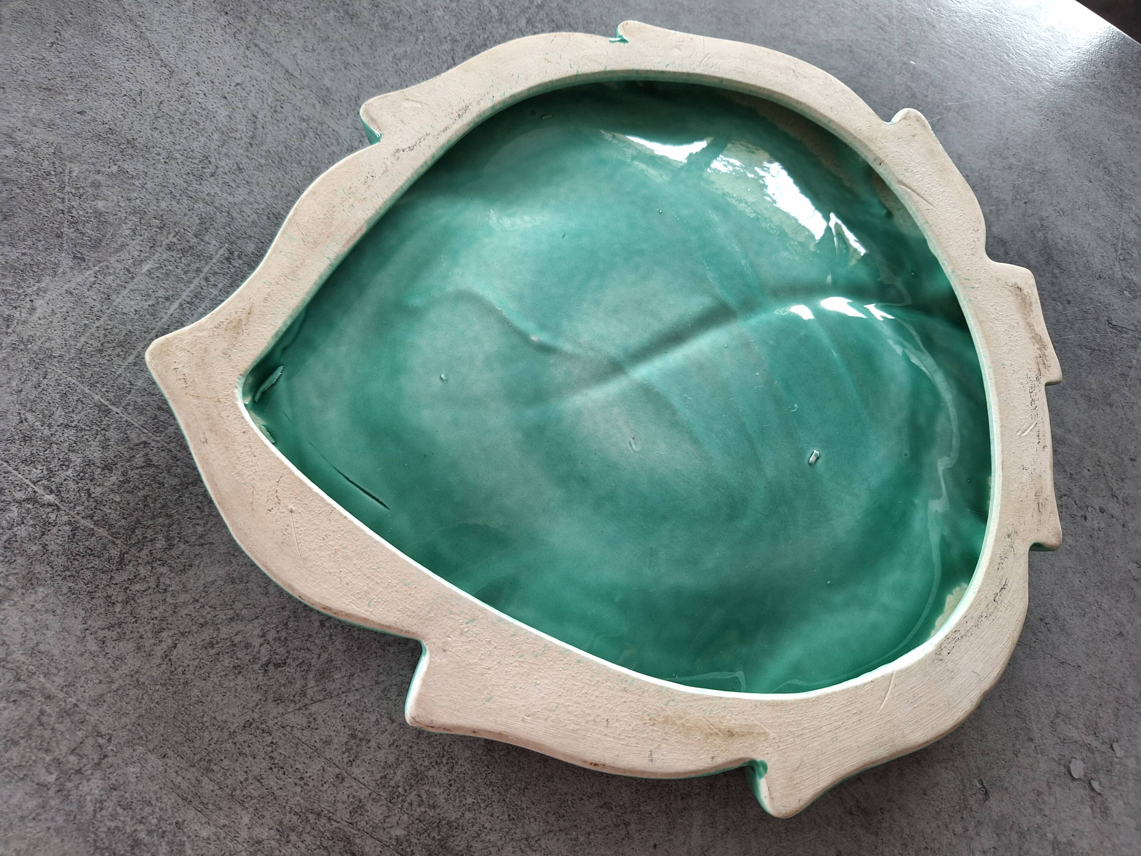 Dessous de plat céramique modèle feuille Gien année 60