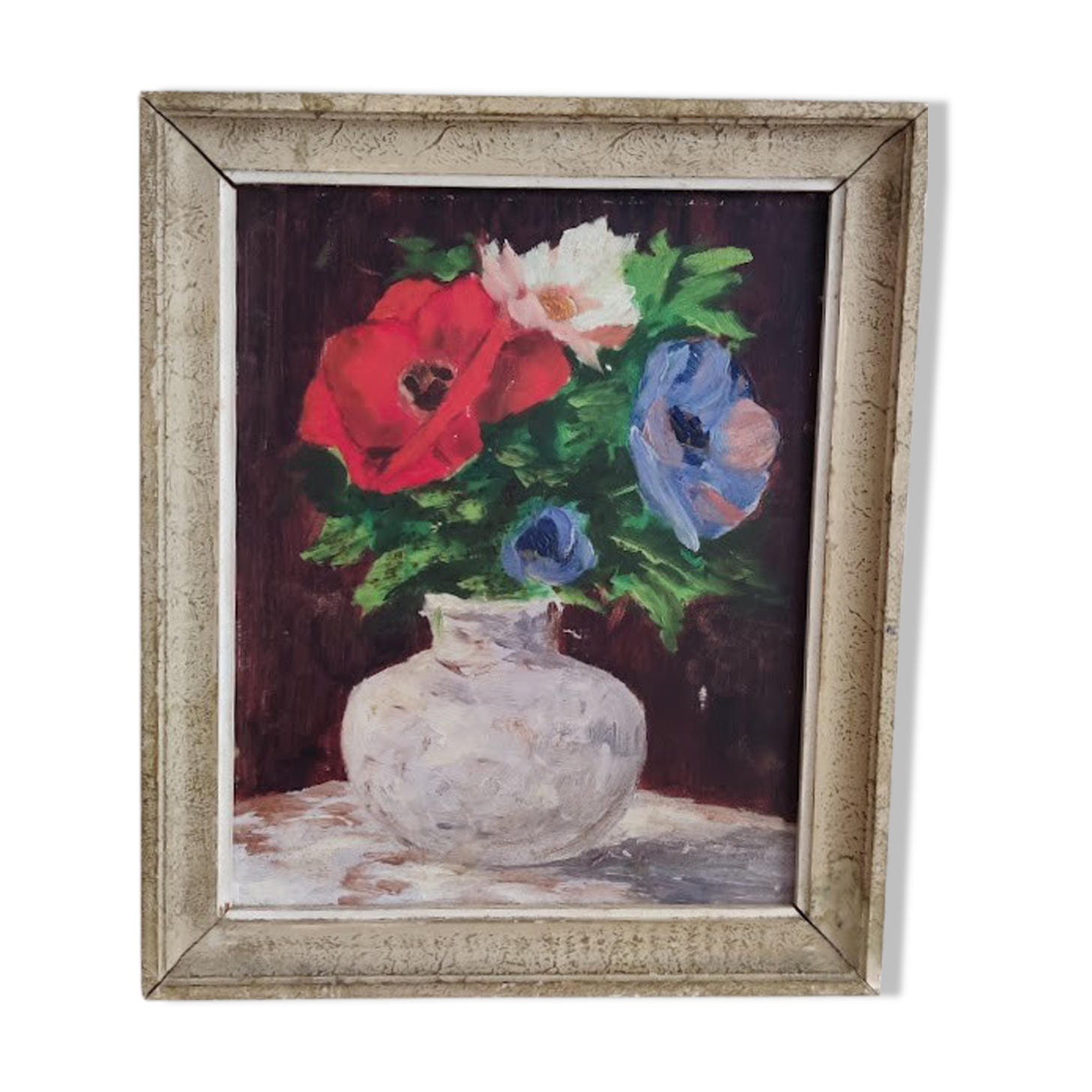 Anemone painting on wood