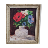 Anemone painting on wood