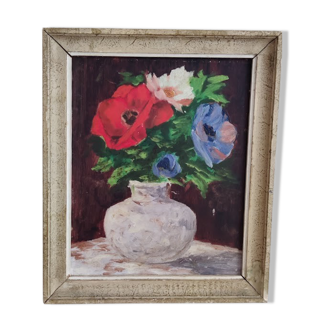 Anemone painting on wood