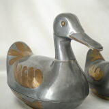 Set of vintage tin and brass duck boxes