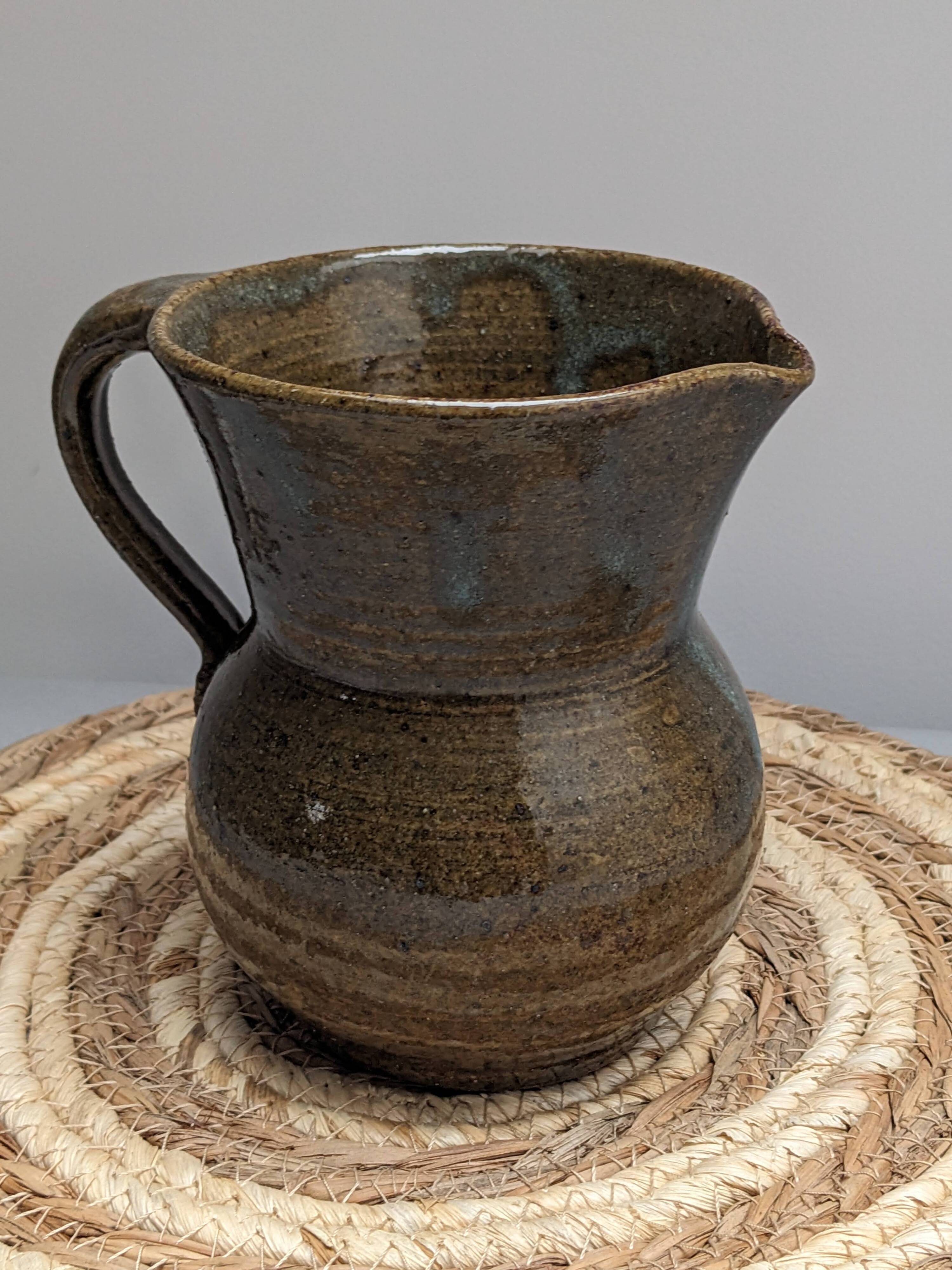 Pyrite stoneware pitcher vase