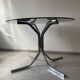 Round table smoked glass chrome legs 1970