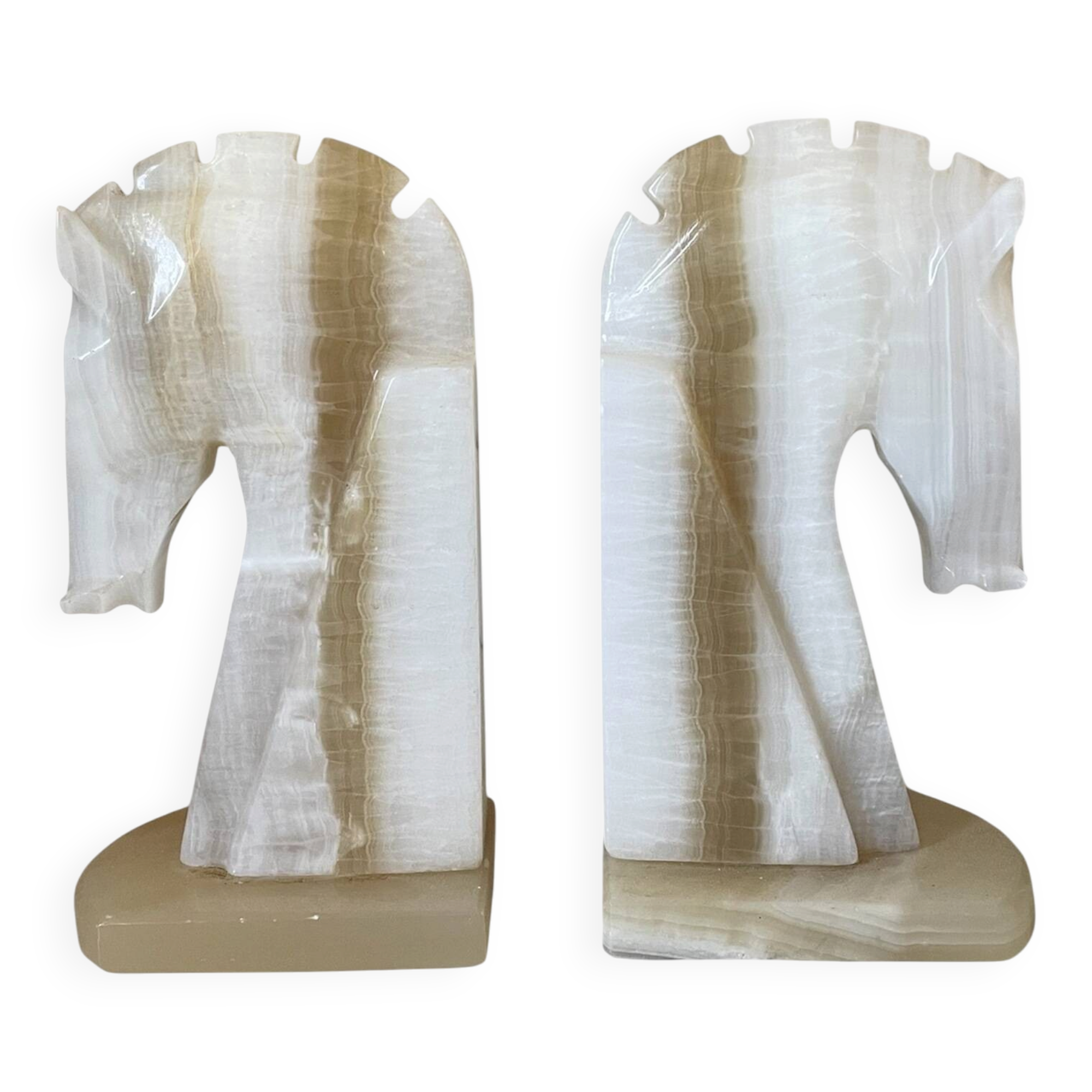 vintage onyx horse head bookends