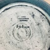 Round blue ceramic dish signed Arol Norway