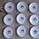 Set of 9 Badonviller flower dinner plates