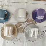 Set of 5 iridescent harlequin espresso coffee cups