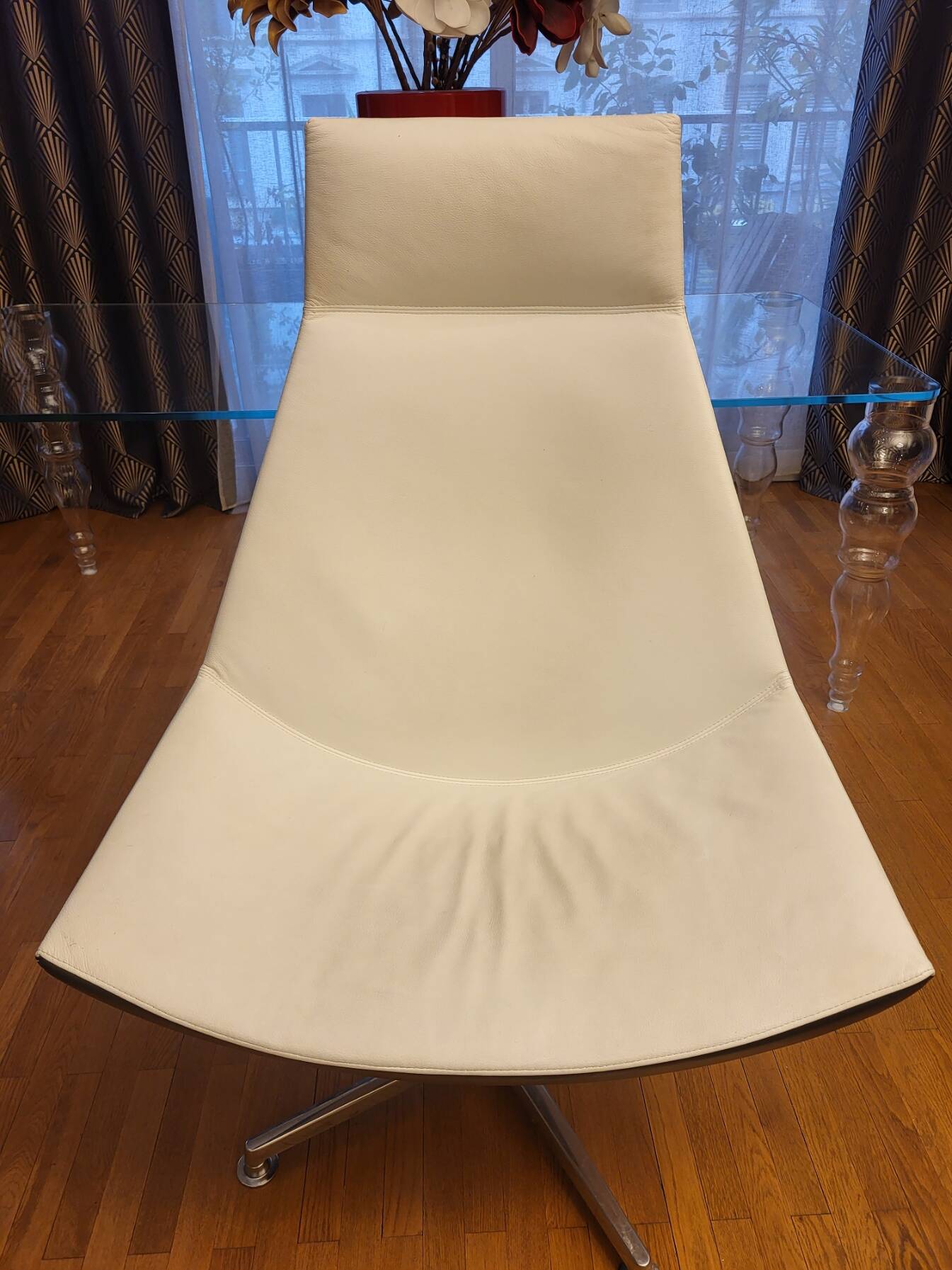 Kastel Kayak armchair in white leather, Modern Italy