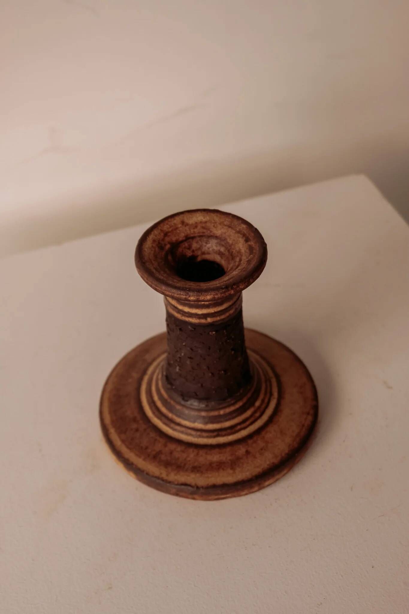 Vintage Danish ceramic candle holder, handmade.
