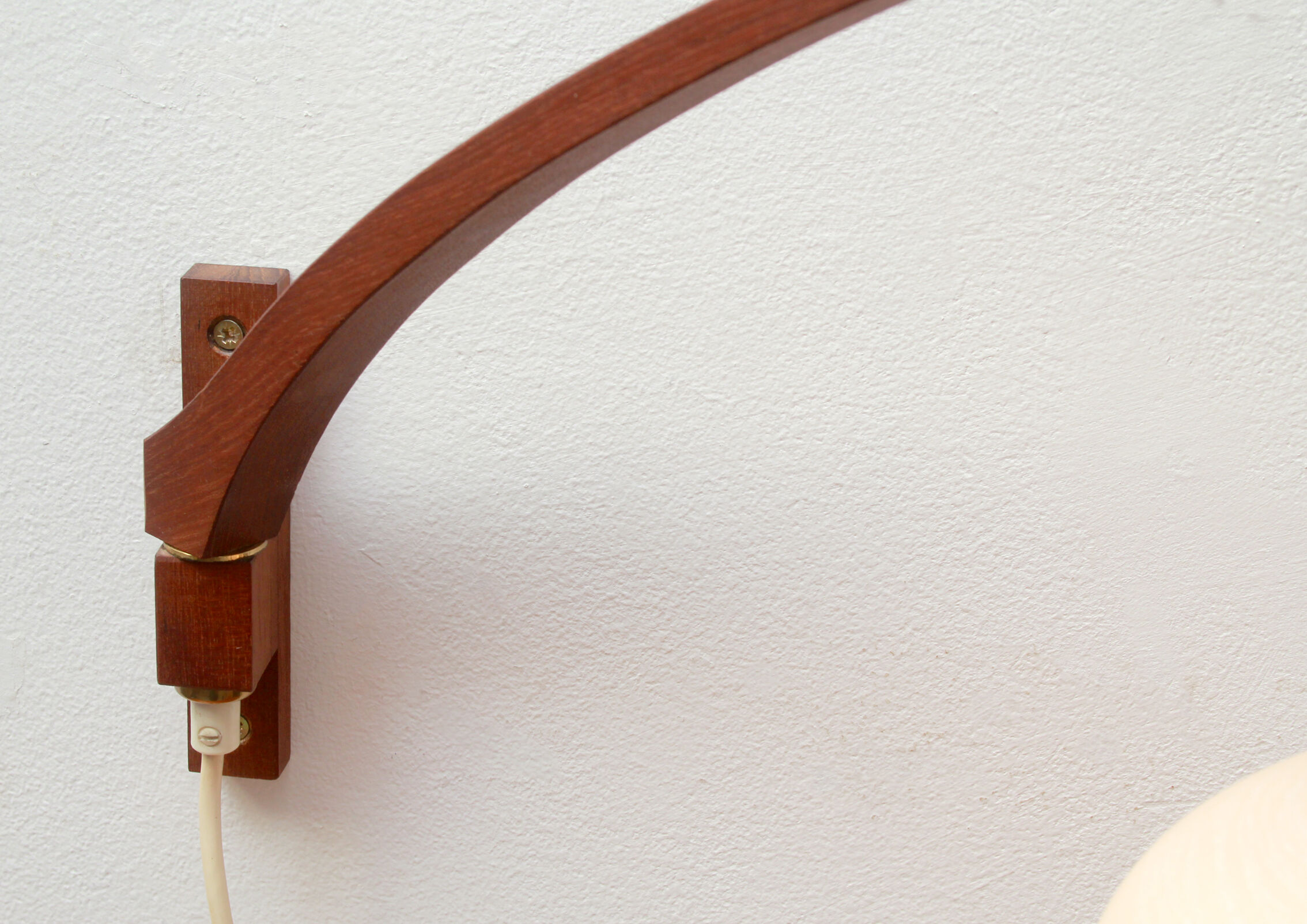 1960s wall lamp in teak and opal glass