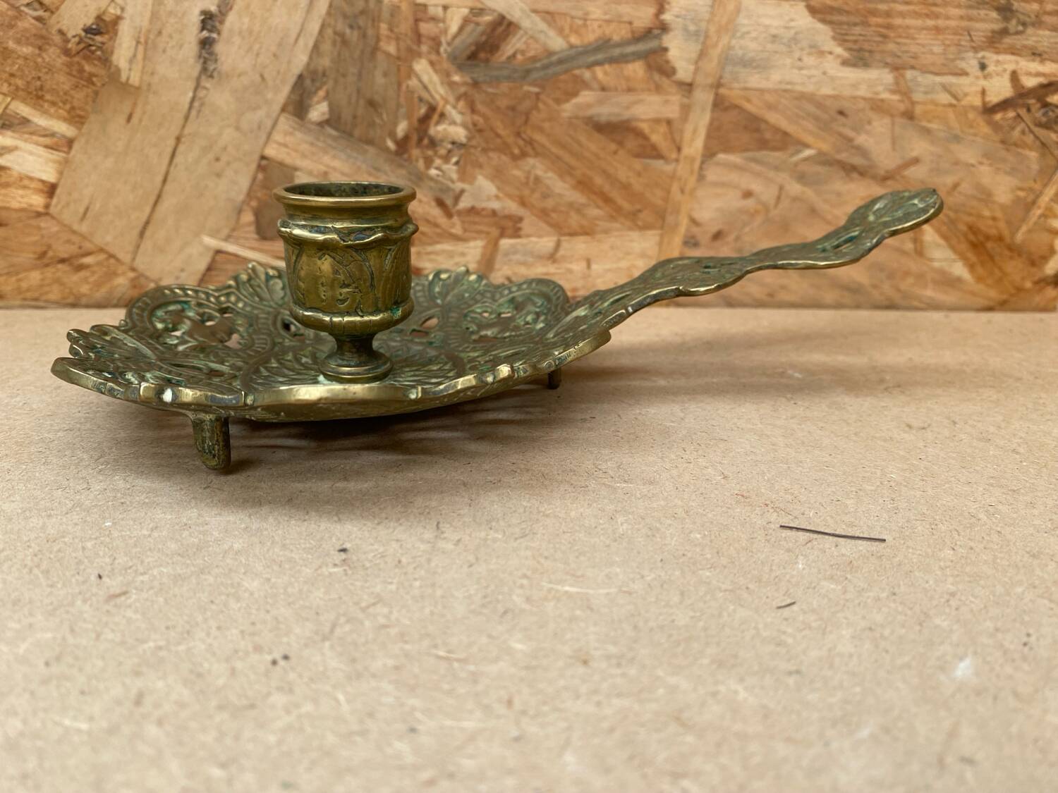 Antique Vintage Gilt Bronze Cellar Raz Hand Candle Holder
