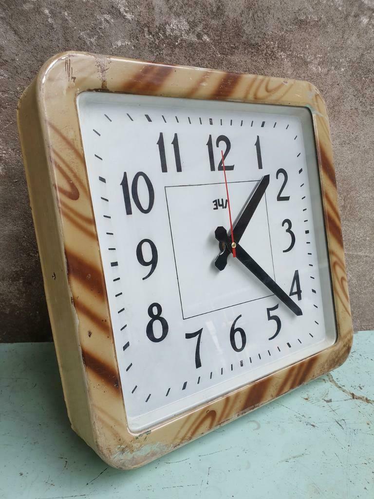 Old factory clock brown wall clock