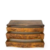 Italian art deco burl walnut chest of drawers, 1940s/50s