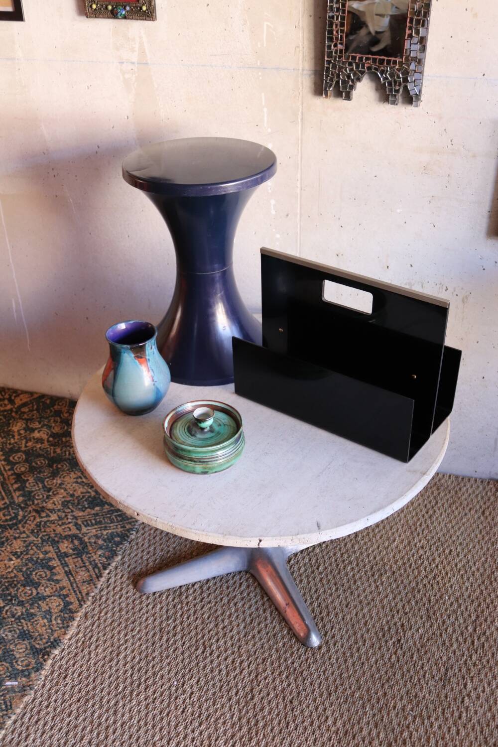 Roche Bobois 70's black plexi magazine rack