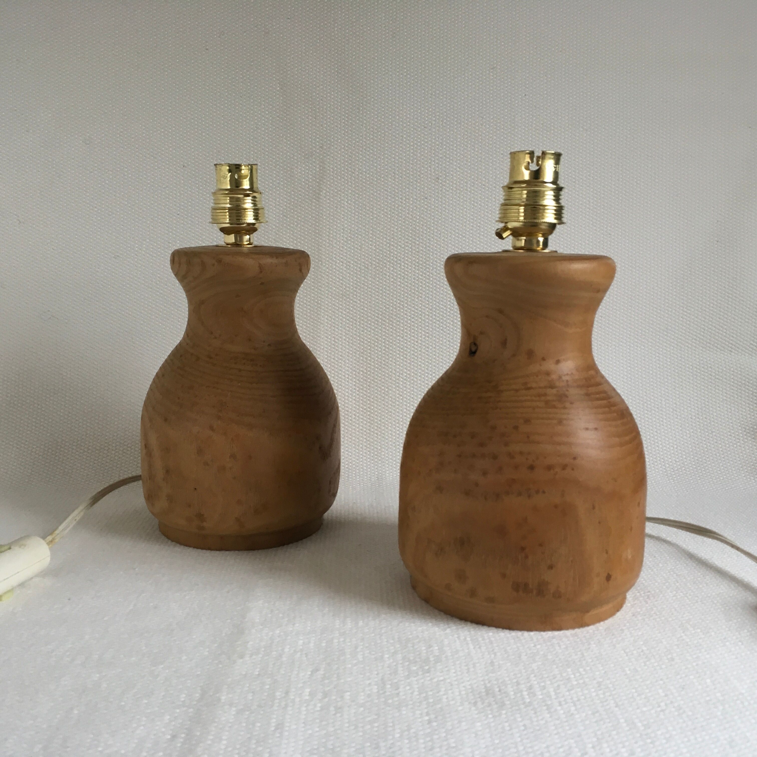 Pair of turned wooden bedside lamp legs