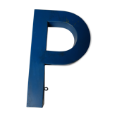 Ancienne lettre en p zinc bleu