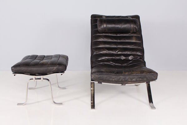 fauteuil Lounge En cuir Et Son Ottoman