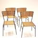 Set de 4 chaise de terrasse en rotin & fer forgé 1960s